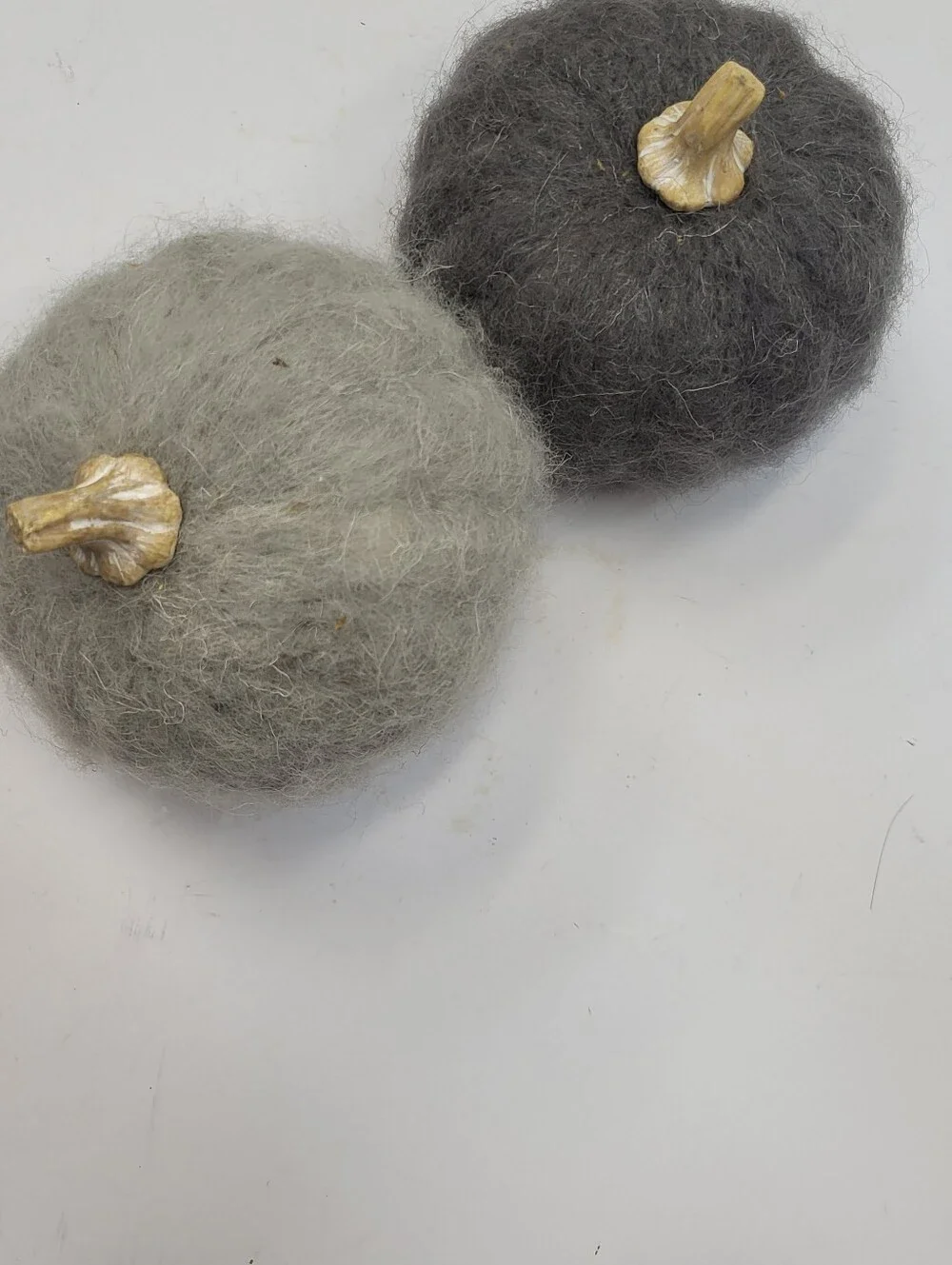 Wool Felt Pumpkin Decoration - Gray and Charcoal. Fall Decor